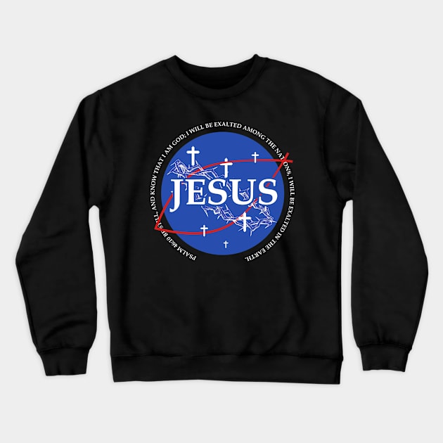 Jesus Nasa Faith over Fear Faith based Bible Verse Crewneck Sweatshirt by Caskara